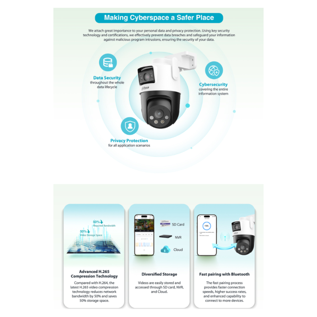 CAMARA IP WIFI 5X5MP DOBLE LENTE TIPO PT **DETECCIÓN DUAL *CONTROL DE RONDA *SIRENA Y LUZ DE ALARMA *DETEC. PERSONAS Y VEHICULOS IA *IP66 *MICRO SD HASTA 256GB - Imagen 7