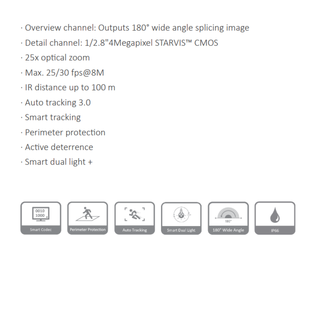 CAMARA PTZ IP PANORAMICA 180º TIOC 8+4MP *ZOOM OPTICO 25X *IR HASTA 100M *AUTO TRACKING *IP66 *POE + *ALARMA 2I/1O *AUDIO 1I/1O - Imagen 5