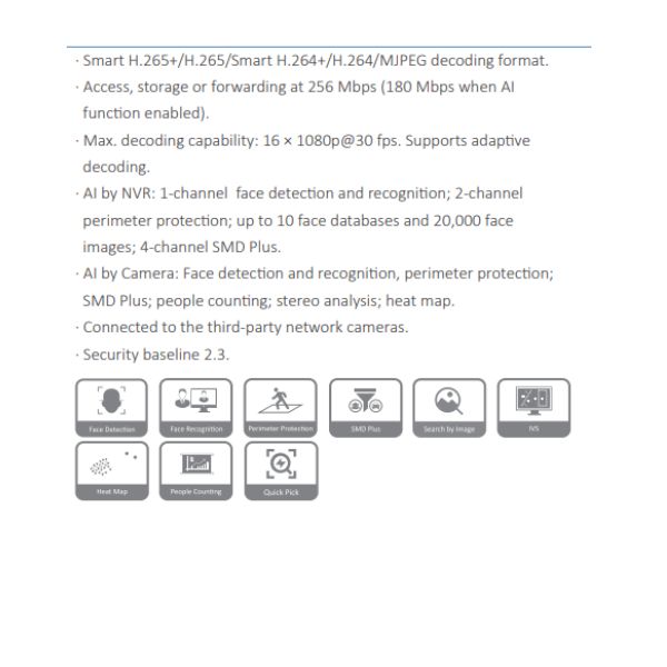 GRABADOR IP DE 32CH WIZSENSE AI *2HDD HASTA 16TB *REC. FACIAL *SMD PLUS *PROTEC PERIMETRAL *IVS *MAPA DE CALOR *2 USB *1 HDMI, 1VGA, 1RJ45 *AUDIO 1I/1O - Imagen 3
