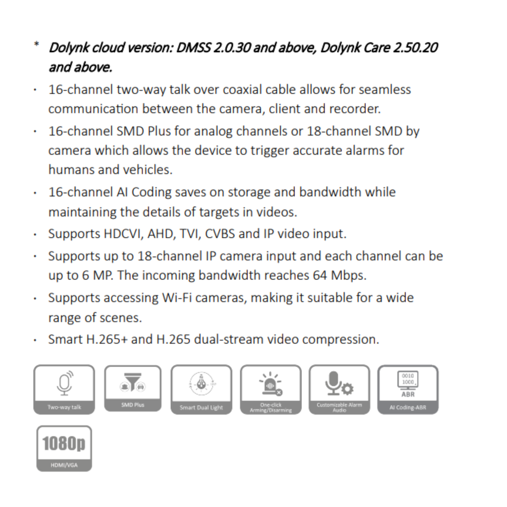 GRABADOR COOPER PENTAHIBRIDO DE 16CH CON AUDIO BIDIRECCIONAL *SOP. HDCVI, AHD, TVI, CVBS *SOP. HASTA 16CH IP HASTA 6MP *SOPORTA CAMARAS WIFI *1 HDD HASTA 16TB - Imagen 1