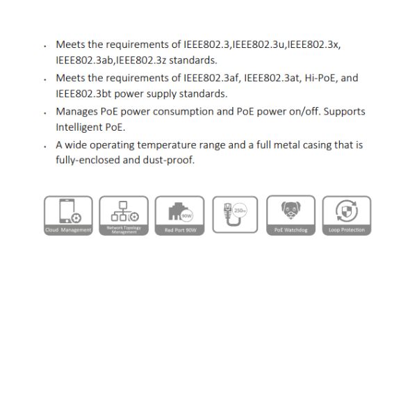 SWITCH ADMINISTRABLE 18 PUERTOS METALICO *16P POE *POTENCIA 90W *DIST. MAX UTP 250M *POE WATCHDOG *16P RJ45 10/100 Mbps *2P RJ-45 10/100/1000 Mbps *2P SFP - Imagen 1