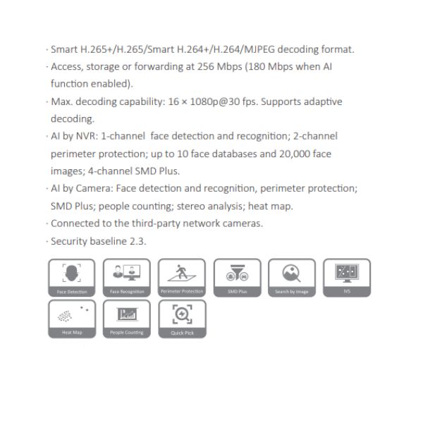 GRABADOR IP DE 16CH WIZSENSE *2 HDD HASTA 16 TB *AI *SMD PLUS *IVS *AUDIO 1I/1O *ALARMA 4I/2O *2 USB *1 VGA *1 RJ45 *INSTALACION EN RACK O ESCRITORIO - Imagen 1