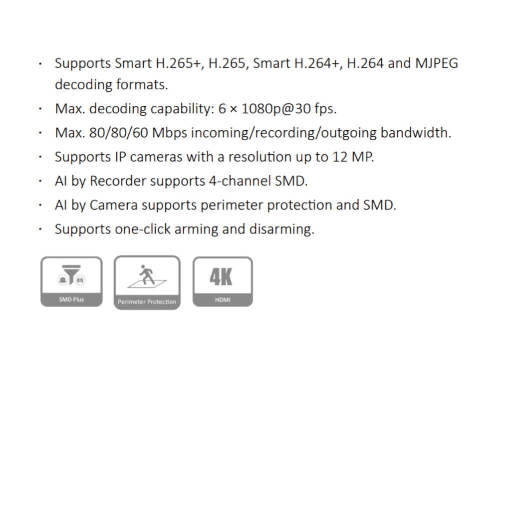 GRABADOR NVR 8CH 4K *SOPORTA CAMARAS IP HASTA 12MP *SOPORTA 4CH SMD *SOPORTA PROT. PERIMETRAL *AUDIO 1I/1O *2USB, 1HDMI, 1GVA, 1 RJ45 *SMD PLUS - Imagen 1