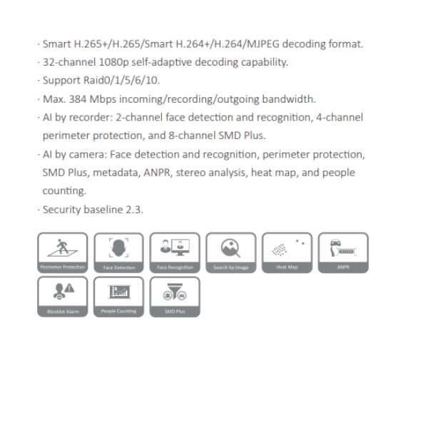 GRABADOR IP 64CH WIZSENSE *2U *SOPORTA RAID 0/1/5/6/10 *PROTEC. PERIMETRAL *ANPR *SMD PLUS *DETEC. FACIAL *REC. FACIAL *8HDD HASTA 16TB *AUDIO 1I/2O - Imagen 1