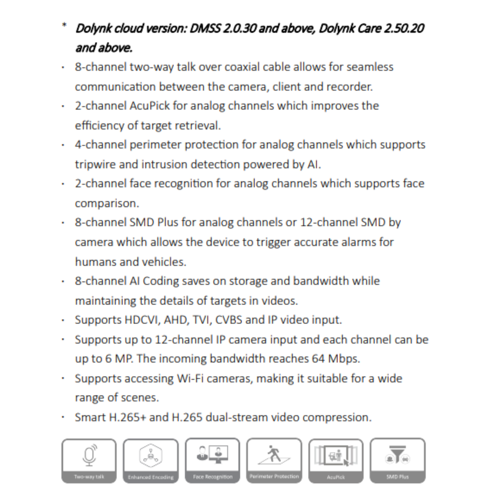 GRABADOR PENTAHIBRIDO 8CH TWO WAY TALK *REC. FACIAL *PROTEC. PERIMETRAL *ACUPICK *SMD PLUS *1 HDD HASTA 16TB *AUDIO 1I/1O *1 RS485 *1 HDMI, 1 VGA, 1 RJ45 - Imagen 1