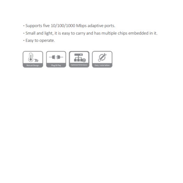 SWITCH GIGABIT DE 5 PUERTOS *PUERTOS 1-5: 5 × 10/100/1000 BASE-T *CAPACIDAD DE CONMUTACIÓN 10 Gbit *TASA DE REENVIO DE PAQUETES 7.44 Mpps *PLÁSTICA - Imagen 1
