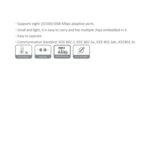 SWITCH GIGABIT DE 8 PUERTOS METALICO *NO ADMINISTRABLE *8x10/100/1000 Mbps Base-T *METALICO *PARA ESCRITORIO - Imagen 1
