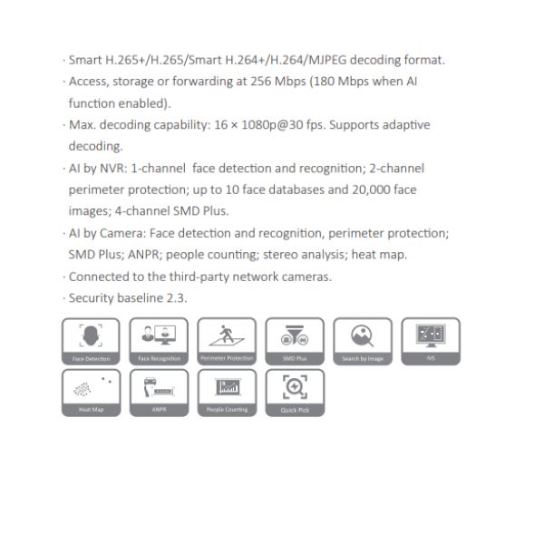 GRABADOR IP DE 16CH WIZSENSE 1.5U *NVR IA *DETEC. FACIAL *REC. FACIAL *DETEC. PERIMETRAL *SMD PLUS *IVS *ANPR *SOPORTA CONTEO DE PERSONAS *1HDMI, 1VGA *ONVIF - Imagen 1