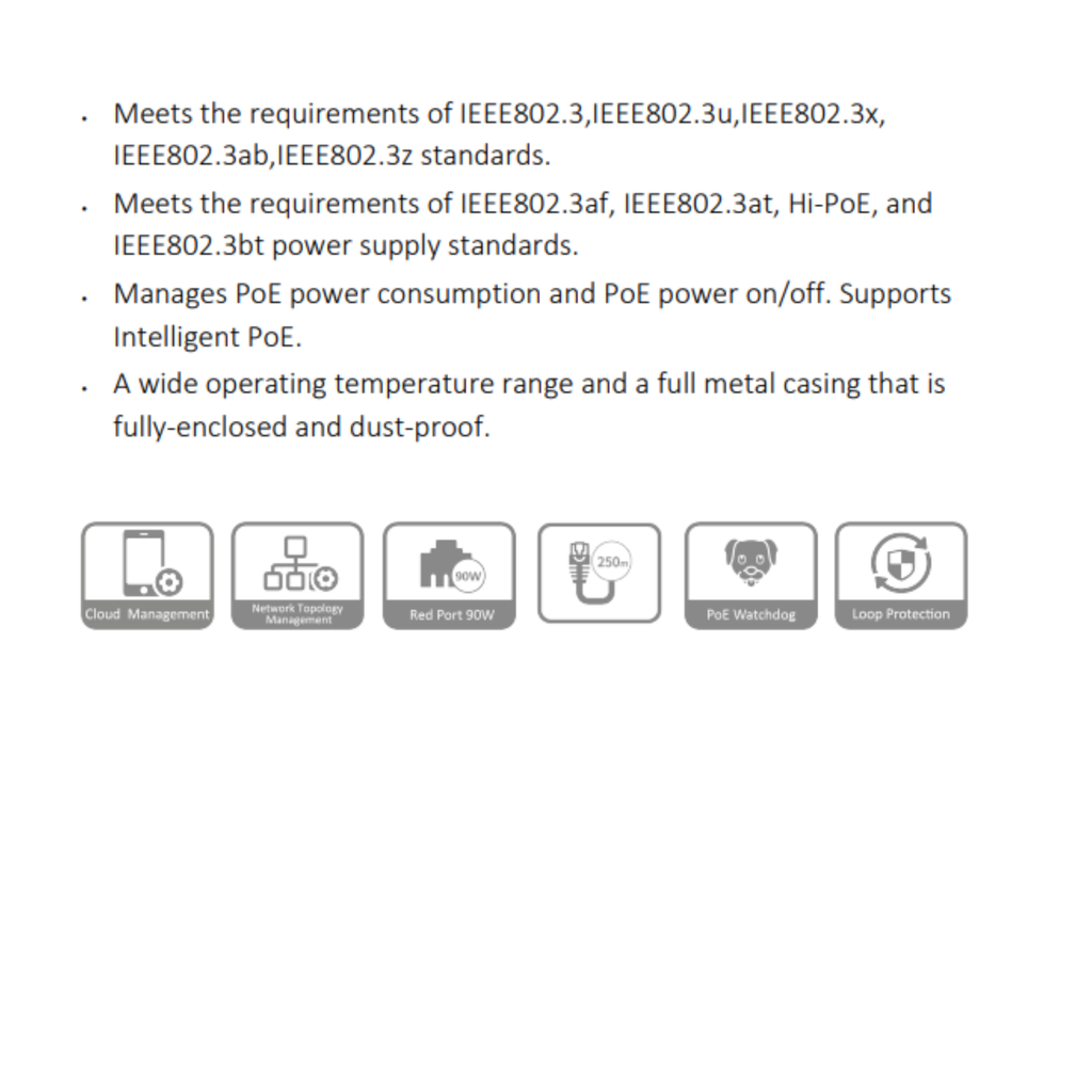 SWITCH ADMINISTRABLE DE 26 PUERTOS *24 POE, 2 UPLINK GIGABIT *CAPA 2 *TOTAL POE 240W *PUERTO ROJO 90W *DIST. TX 250M *POE WATCHDOG *CARCASA METALICA - Imagen 1