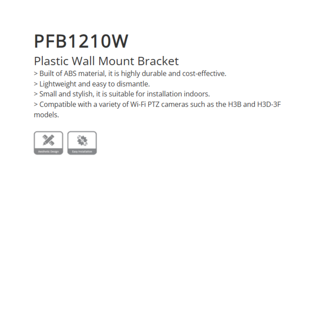 SOPORTE DE MONTAJE EN PARED *COMPATIBLE CON MODELOS DE CAMARA H3B Y H3D-3F *MATERIAL ABS *LIVIANO Y PEQUEÑO DE FACIL INSTALACIÓN - Imagen 1