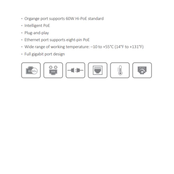 SWITCH GIGABIT 16 PUERTOS POE *NO ADMINISTRABLE *PLUG AND PLAY *CAPA 2 *POTENICA 190W *PUERTO 1–PUERTO 16: 16 × RJ-45 10M/100M/1000M (PoE) - Imagen 1