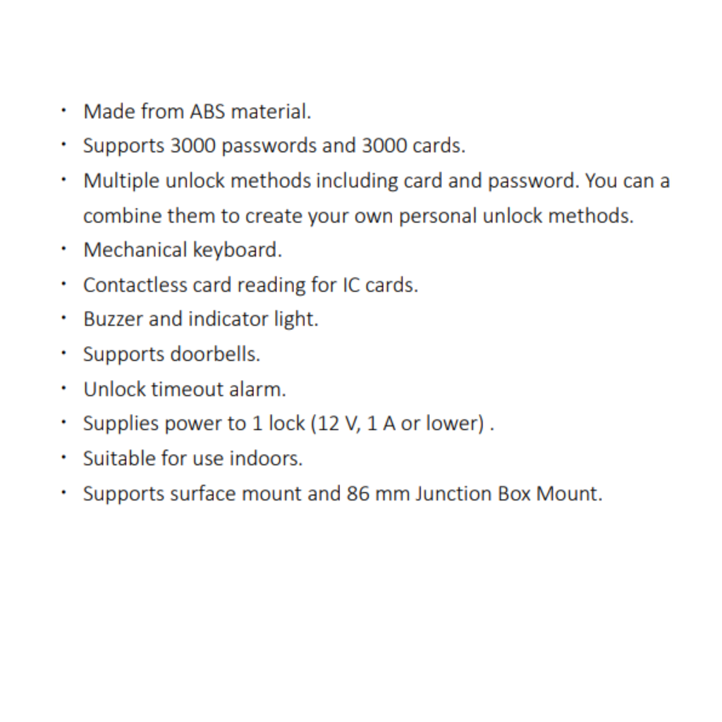 ACCESO CON TARJETA IC STANDALONE *SOPORTA 3.000 PASS, 3.000 TARJETAS *TECLADO MECANICO *SOPORTA TIMBRE *SOPORTA 1 CHAPA *SOPORTA BOTON DE SALIDA - Imagen 1