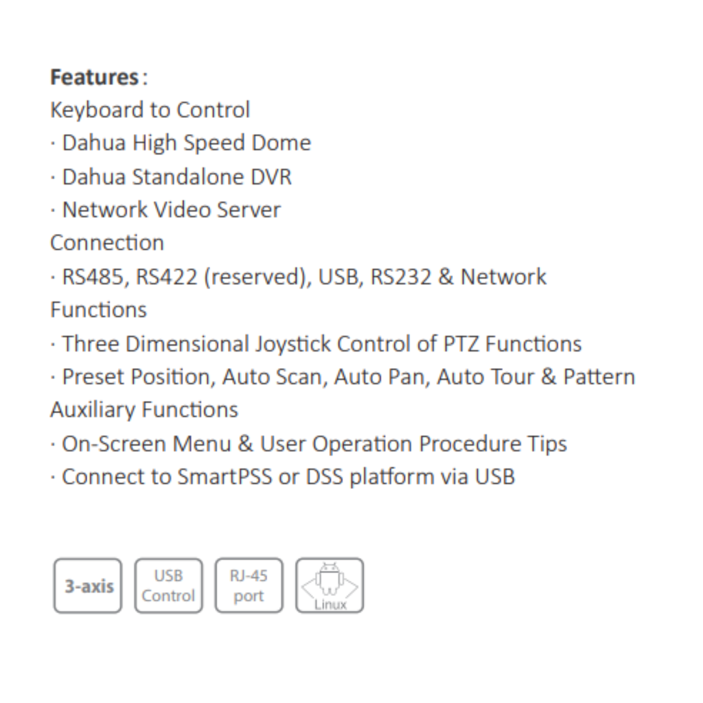 JOYSTICK PARA PTZ Y DVR *CONEXION RS485, RS422, USB, RS232 Y RJ45 *AUTO SCAN *SE CONVECTA CON LAS PLATAFORMAS SMARTPSS O DSS POR MEDIO DE USB *SO LINUX - Imagen 1