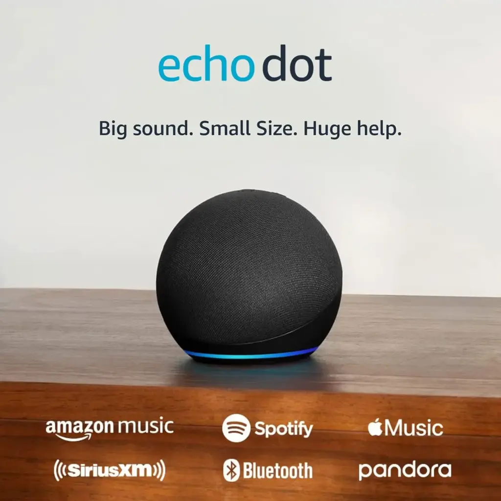 AMAZON ALEXA ECHO DOT 5TA GEN NEGRO*SONIDO MEJORADO Y BAJOS POTENTES*CONTROLA HOGAR INTELIGENTE*WIFI DOBLE BANDA*CONECTIVIDAD BLUETOOTH Y MATTER*BOTON DE SILENC AMAZON C2N6L4-N - Imagen 1