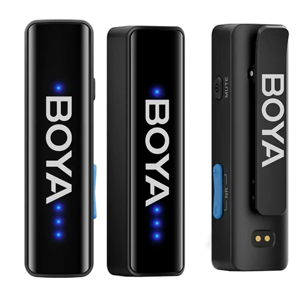 MICROFONO INALAMBRICO 3 EN 1*DOBLE CANAL 2.4GHz*ALCANCE 300M EN CAMPO ABIERTO*USB-C,LIGHTNING,TRS 3.5mm*BATERIA TX 30HR/RX 6HR*ESTUCHE CARGADOR BOYA BOYALINK V2.0 - Imagen 1