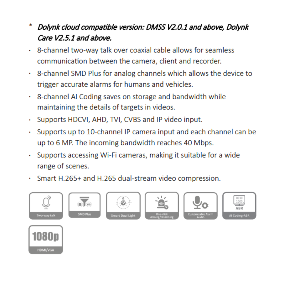 GRABADOR COOPER 8CH WIZSENSE *8CH AUDIO BIDIRECCIONAL POR CBALE COAX *SMD PLUS *HDCVI, AHD, TVI, CVBS, IP *MAX 10CH IP HASTA 6MP *1 HDD HASTA 6TB - Imagen 3