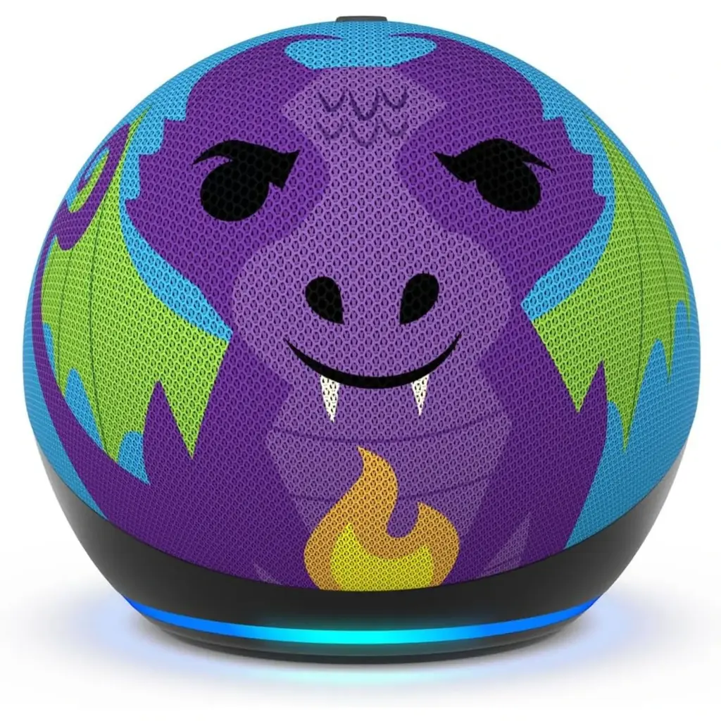 [C2N6L4-DRAGON] ALEXA ECHO DOT KIDS 5TA GEN DRAGON*SONIDO VIBRANTE Y CLARO*CONTROLES PARENTALES INTEGRADOS*VOCES ESPECIALES DRAGON*WIFI DOBLE BANDA*BT