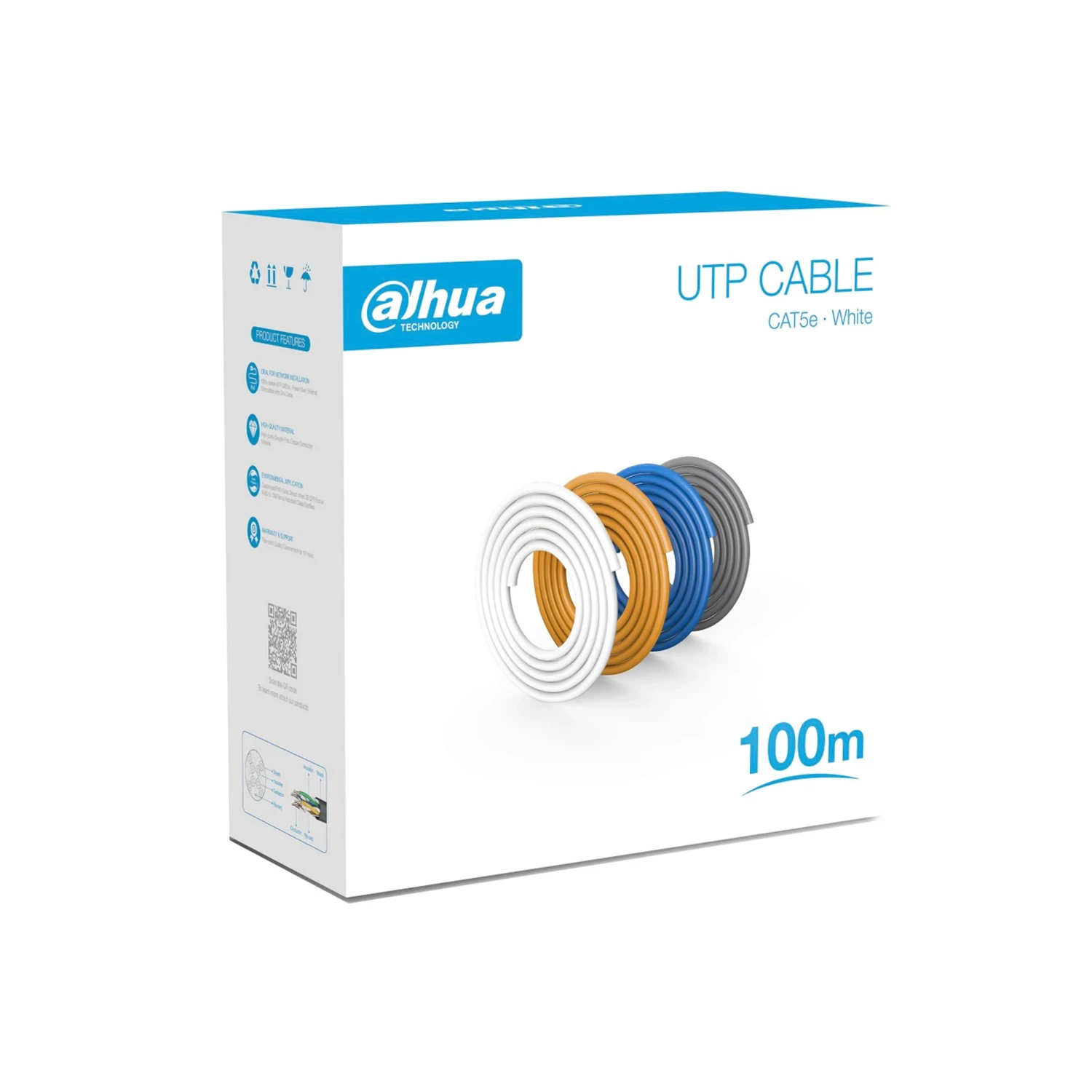 CABLE UTP CAT5E 100% COBRE *100MTS *24AWG *MATERIAL HDPE *CERTIFICACION UL CM *ESTANDAR ANSI/TIA 568-C.2-2009, UL444-2008